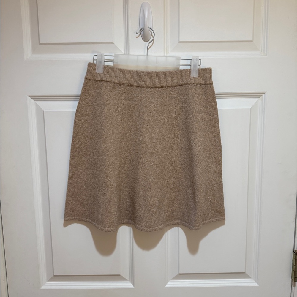 Copper Key Tan Asymmetrical Skater Mini Skirt
